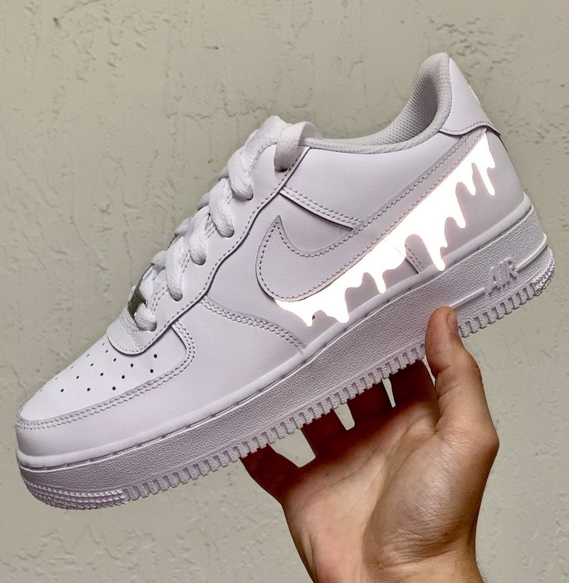 Heat transfer drip verf splatter voor Custom Air Force 1 sneakers | Nike drip | reflecterend | reflective met strijkijzer aanbrengen | 3 stuks strijkapplicatie | DIY customize voor kleding en schoenen